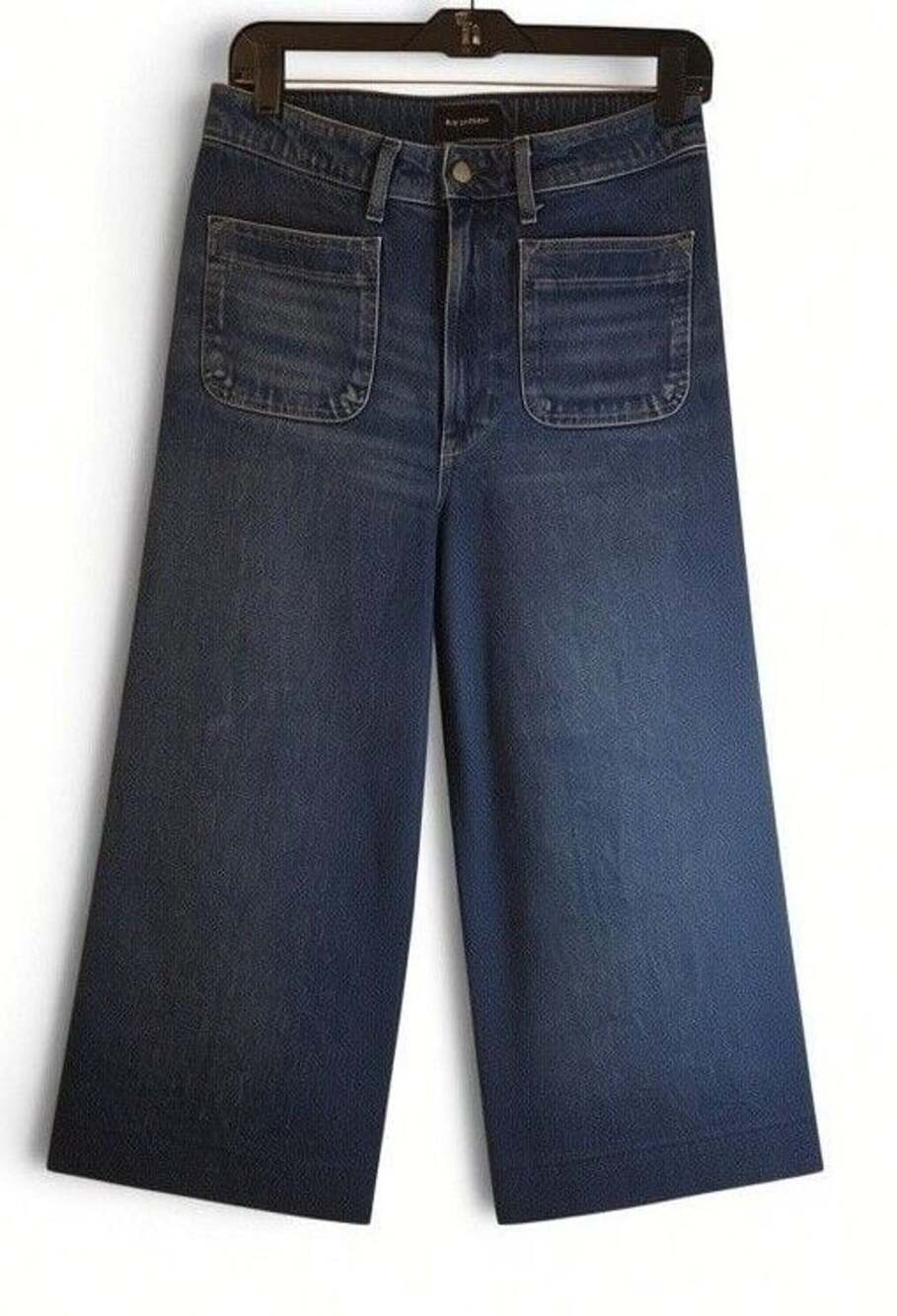 Free Assembly Wide Leg Capri Denim Jeans Size 12 Dark Wash